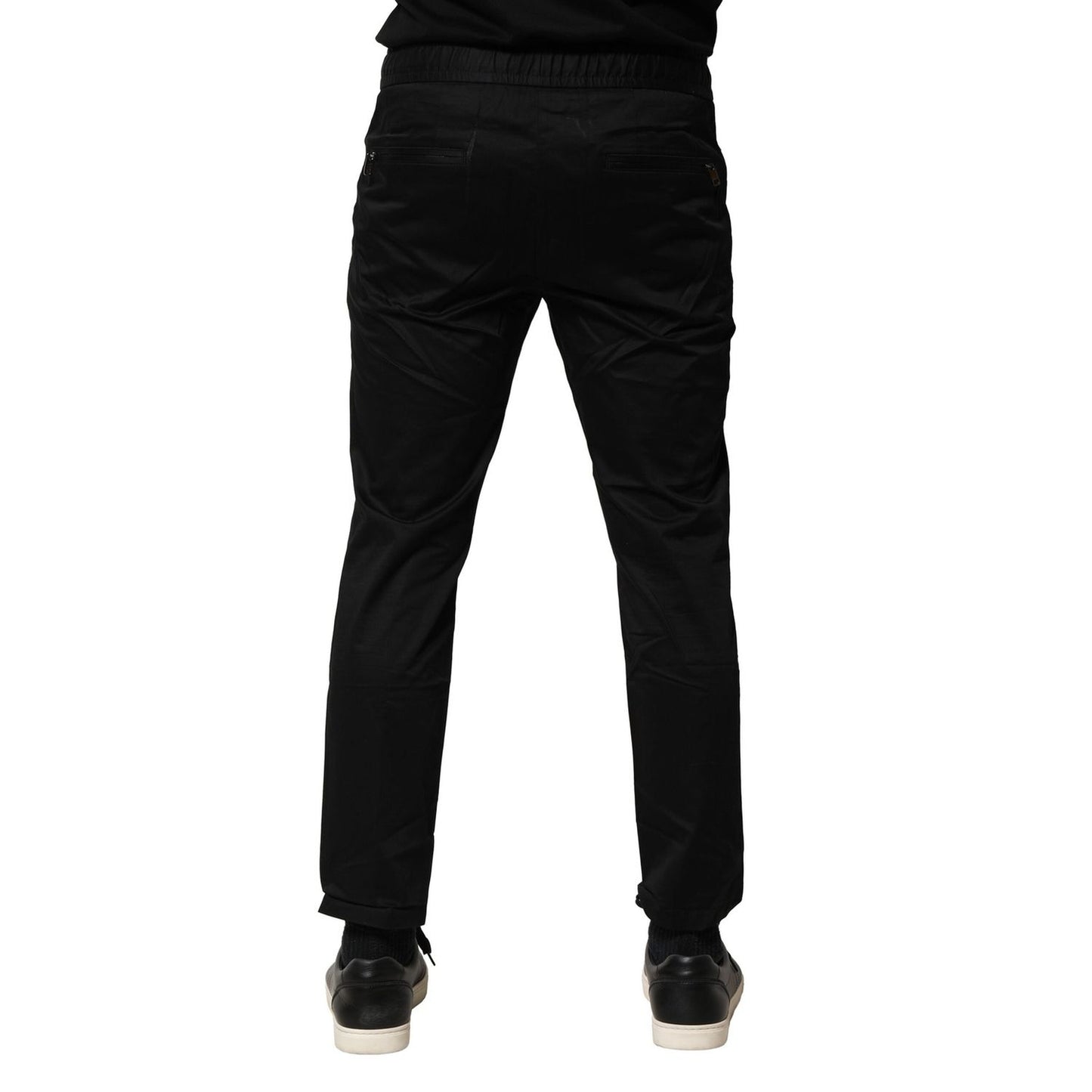 Dolce & Gabbana Black Cotton Mid Waist Jogger Pants