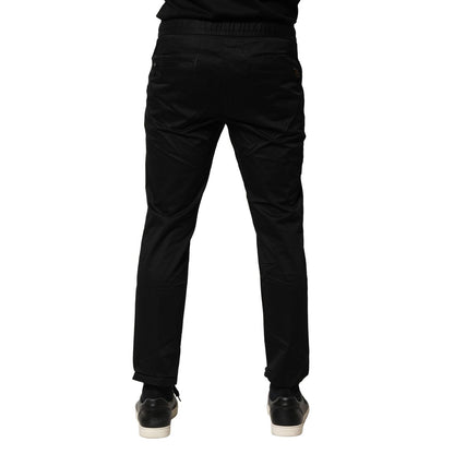Dolce & Gabbana Black Cotton Mid Waist Jogger Pants