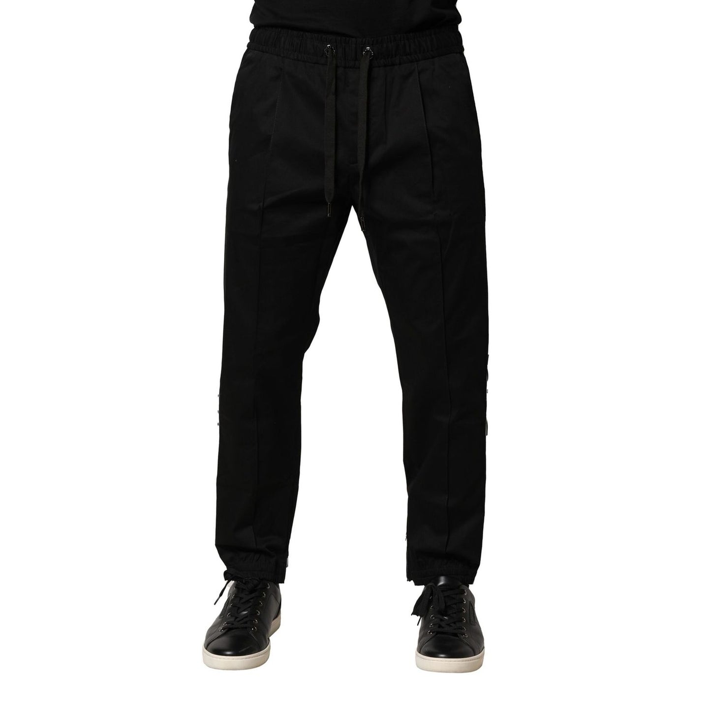 Dolce & Gabbana Black Cotton Mid Waist Jogger Pants