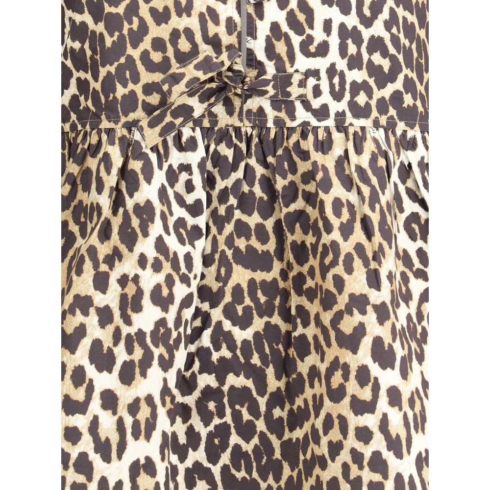 Ganni Brown Cotton Casual Dress