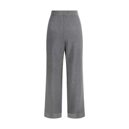 Brunello Cucinelli Gray Cotton Casual Pants with elasticized waistband and ribbed design for a stylish, comfortable fit.