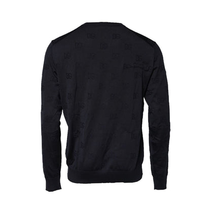 Dolce & Gabbana Black Silk Crew Neck Sweatshirt Sweater