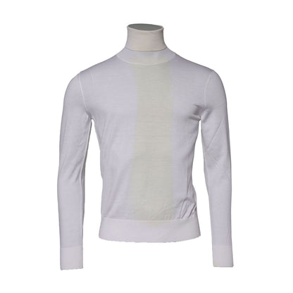 Dolce & Gabbana White Wool Turtleneck Men Sweatshirt Sweater