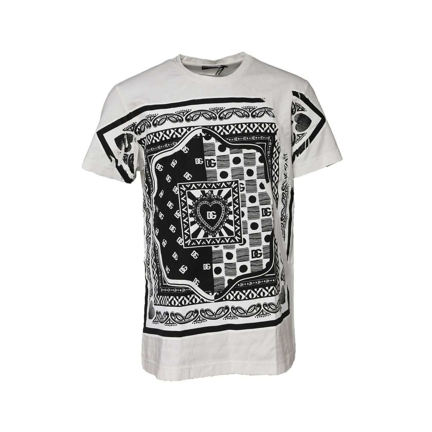 Dolce & Gabbana White Bandana Crew Neck Short Sleeves T-shirt