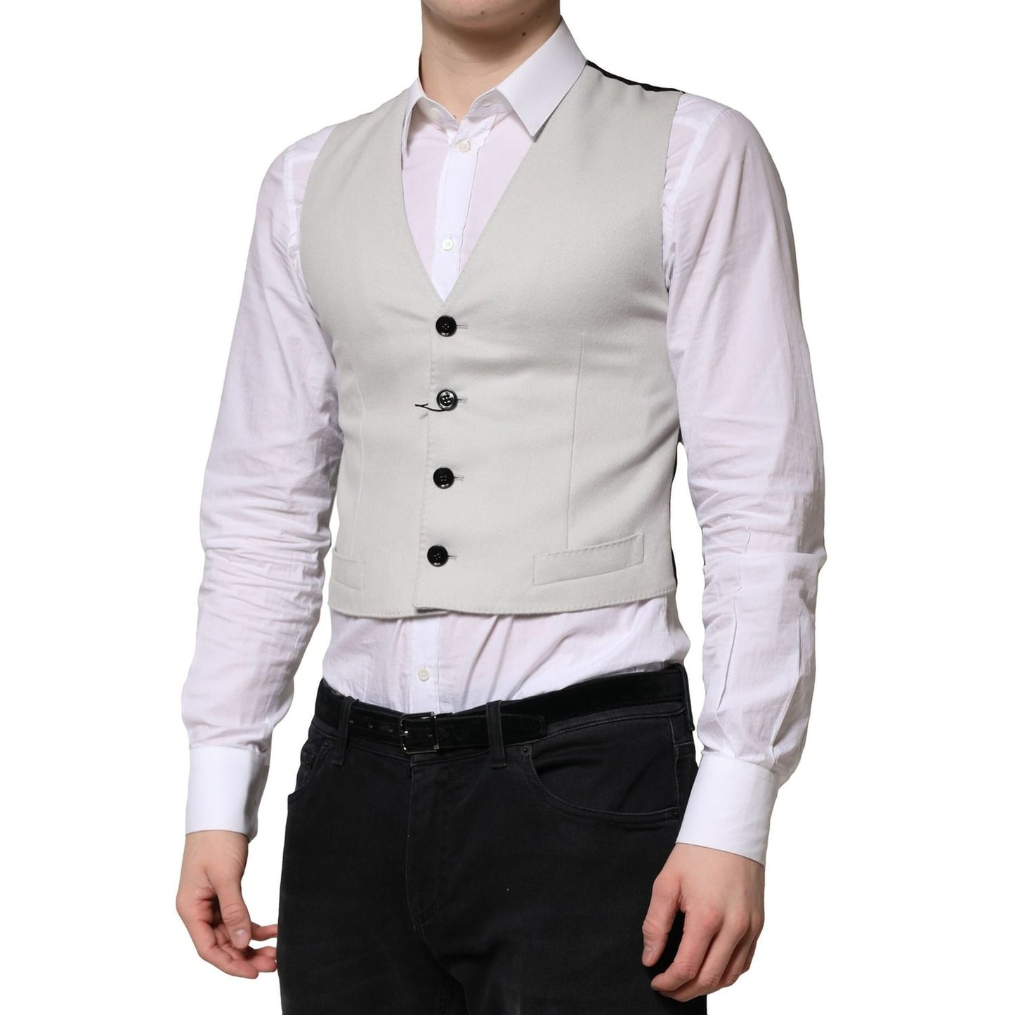 Dolce & Gabbana Gray Wool Dress Formal Men Waistcoat Vest