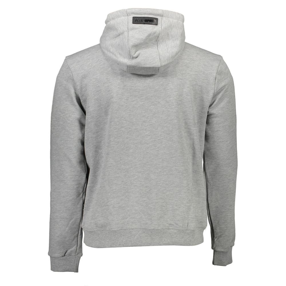 Plein Sport Gray Cotton Men's Hooded Sweater