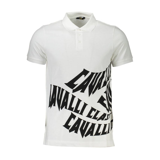 Cavalli Class White Cotton Polo Shirt
