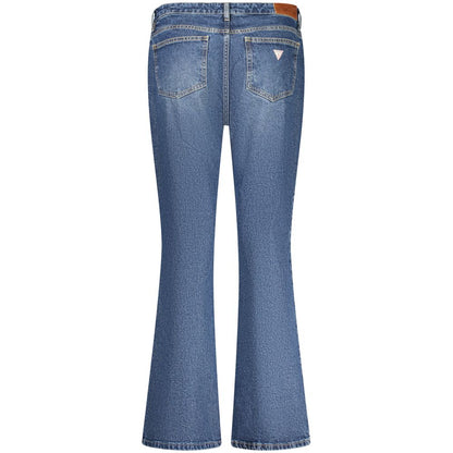 Guess Jeans Blue Cotton Jeans Denim bootcut with 5 pockets, washed effect, button and zip, logo on back pocket.