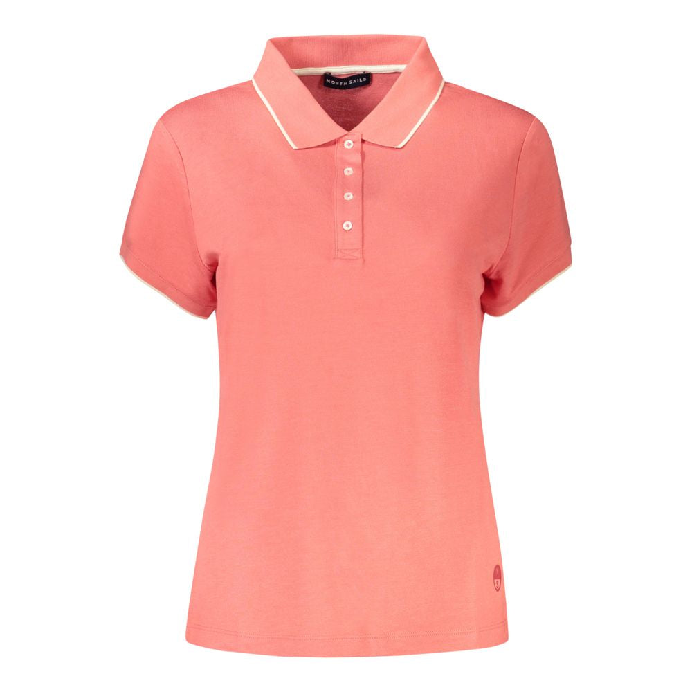 North Sails Pink Cotton Women Polo Shirt with contrast detailing and bold logo print for fashion-forward enthusiasts.