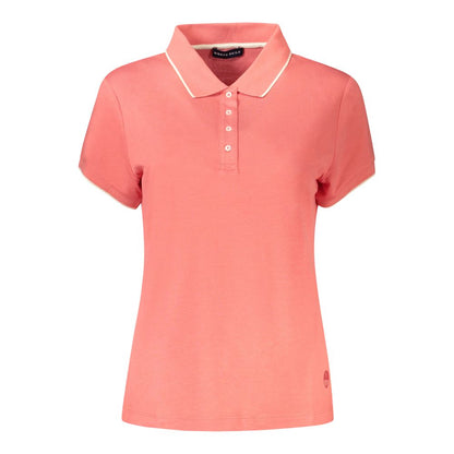 North Sails Pink Cotton Women Polo Shirt with contrast detailing and bold logo print for fashion-forward enthusiasts.