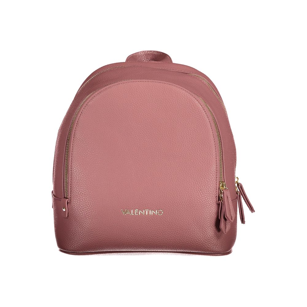 Mario Valentino Pink Polyethylene Backpack with adjustable straps, 1 handle, logo, external pocket, and zip closure.
