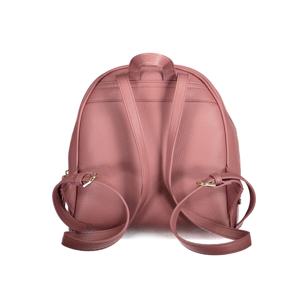Back view of Mario Valentino Pink Polyethylene Backpack with adjustable shoulder straps and handle