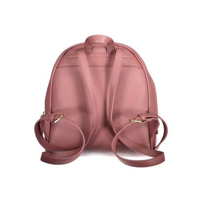 Back view of Mario Valentino Pink Polyethylene Backpack with adjustable shoulder straps and handle
