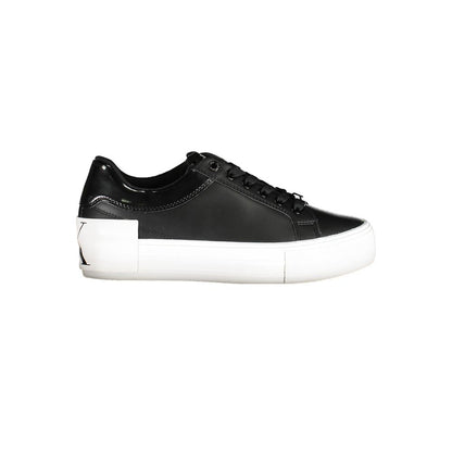 Calvin Klein Black Polyester Sneaker with 3 cm platform, contrasting details, logo, made of 50% recycled polyester.