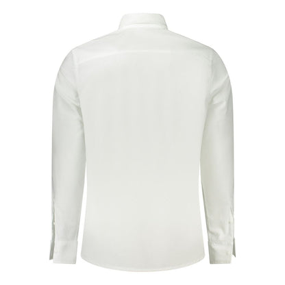 Back view of Calvin Klein White Cotton Men Shirt with Italian collar and 1-button cuffs