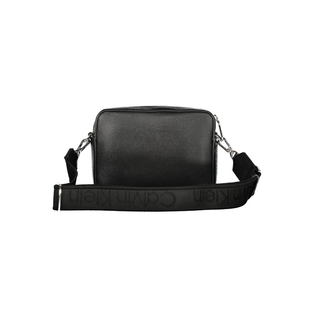 Calvin Klein Black Polyethylene Women Handbag with adjustable strap and logo, chic shoulder bag design.