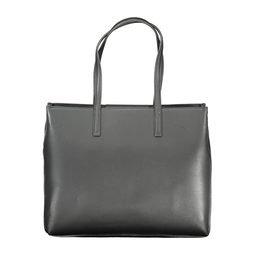Calvin Klein Black Polyester Women Handbag with dual shoulder straps and chic external pocket