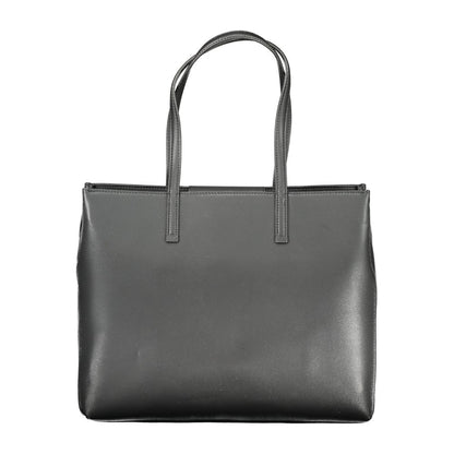 Calvin Klein Black Polyester Women Handbag with dual shoulder straps and chic external pocket
