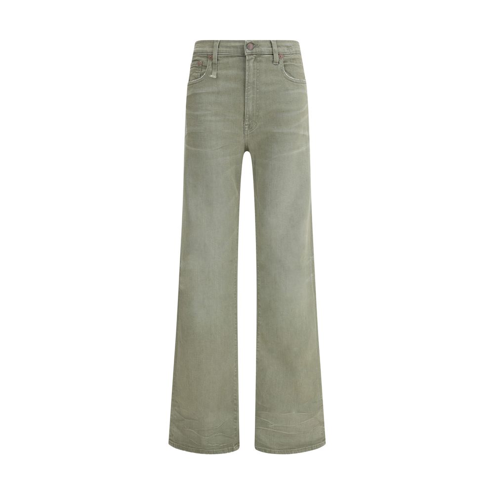 R13 Green Cotton Flared Jeans