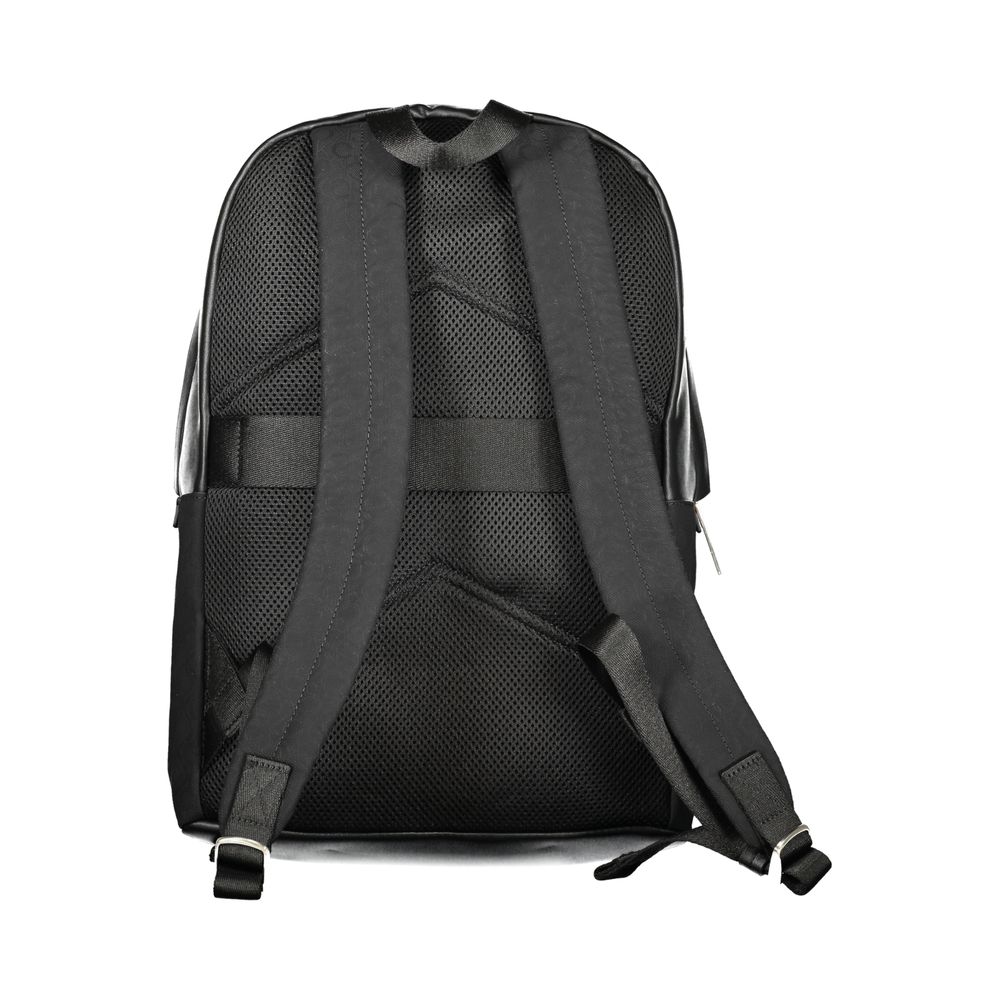 Back view of Calvin Klein Black Polyester Men Backpack with adjustable straps.