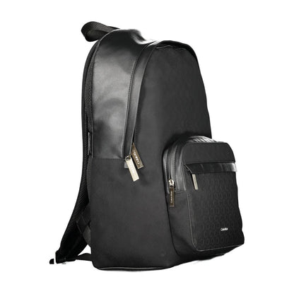 Calvin Klein Black Polyester Men Backpack with sleek design and multiple compartments for modern urban style.