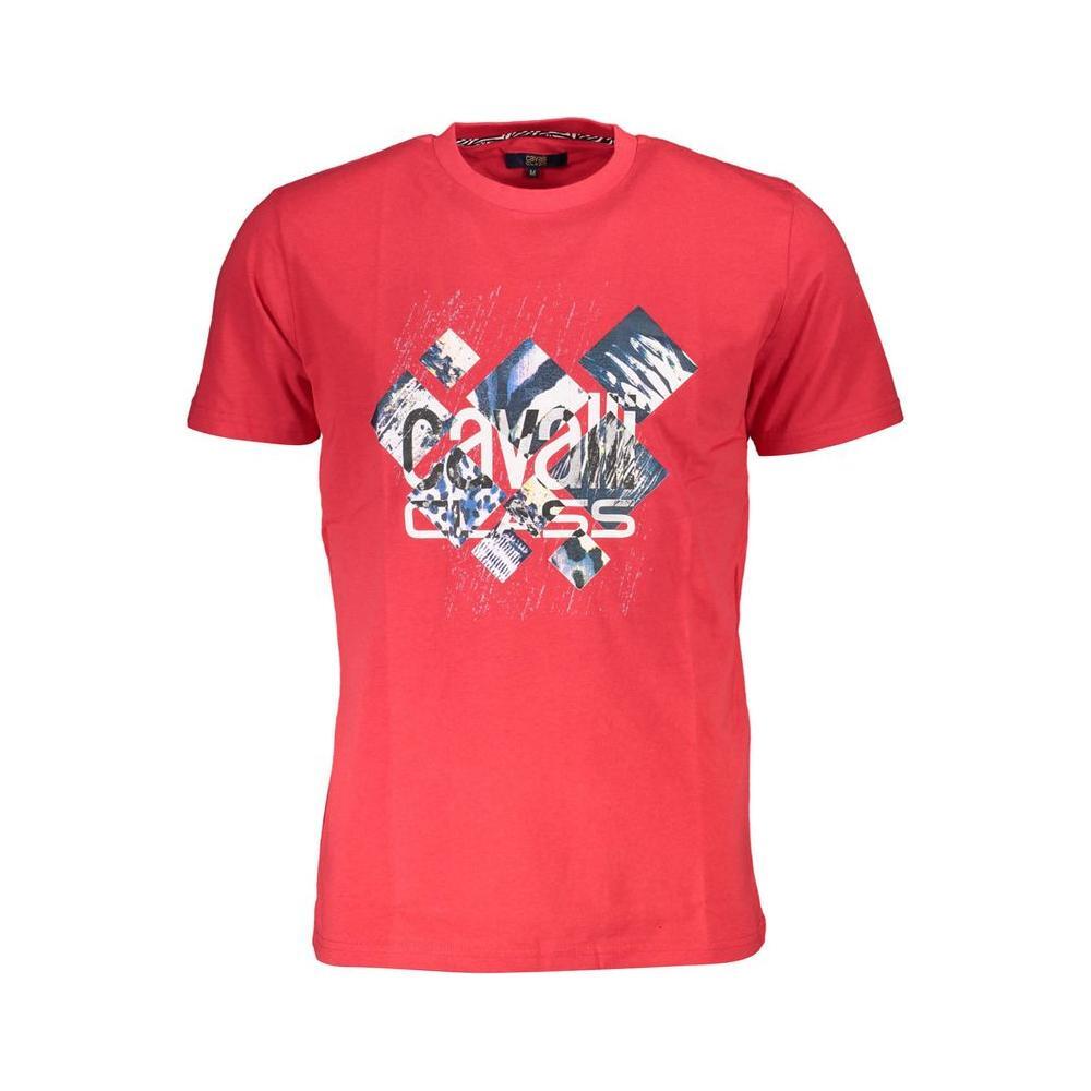 Cavalli Class Red Cotton Men T-Shirt CA-36978-XL