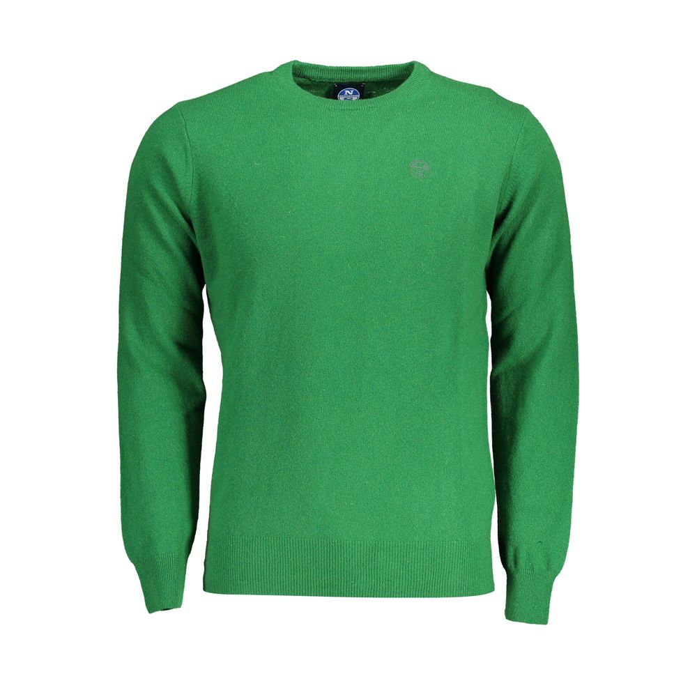 Alt Tag: North Sails Green Wool Men Sweater - Luxurious Italian craftsmanship, long-sleeved crew neck with intricate embroidery and logo.