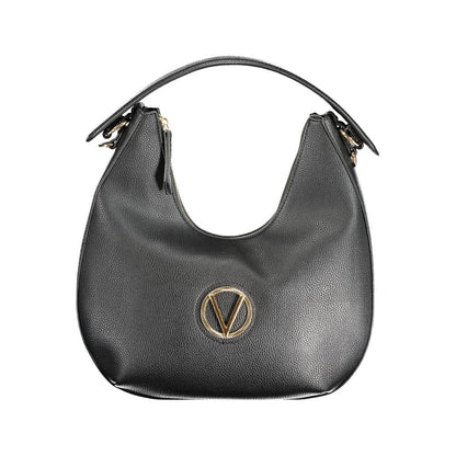 Mario Valentino Black Polyethylene Handbag with shoulder handle, logo detail, adjustable straps, internal pockets, and zip closure.