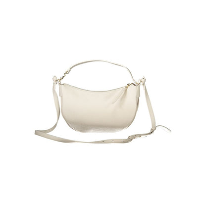 Coccinelle White Leather Handbag with adjustable strap, single shoulder handle, internal pocket, and zip closure. Elegant and versatile.