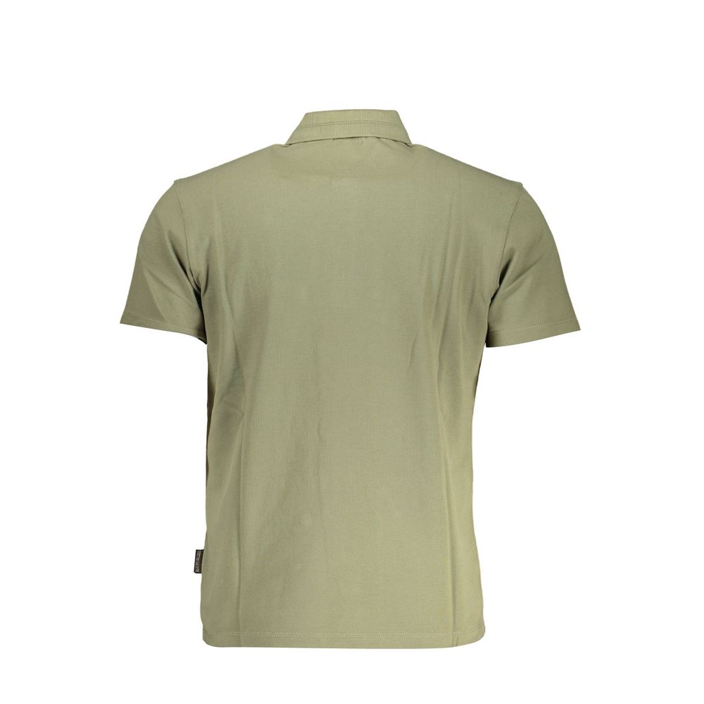 Back view of Napapijri Green Cotton Men Polo Shirt showcasing classic fit and stylish design.