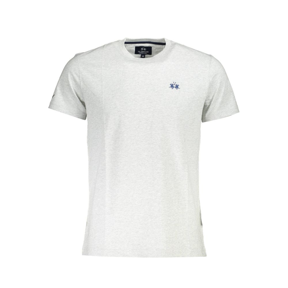La Martina Brown Cotton Men T-Shirt with logo embroidery, short sleeves, and crew neck.