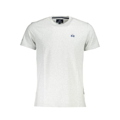 La Martina Brown Cotton Men T-Shirt with logo embroidery, short sleeves, and crew neck.