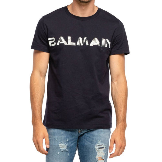 Balmain Blue Cotton T-Shirt BA-15487-XS