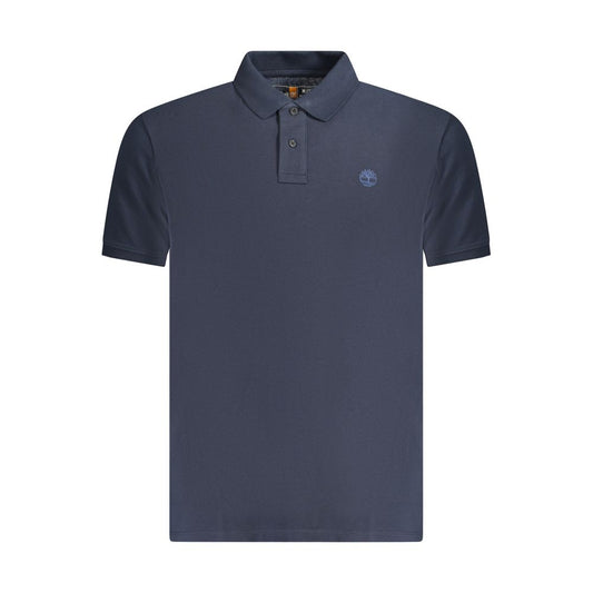 Timberland Blue Cotton Polo Shirt with short sleeves, 2 buttons, embroidery logo, regular fit.