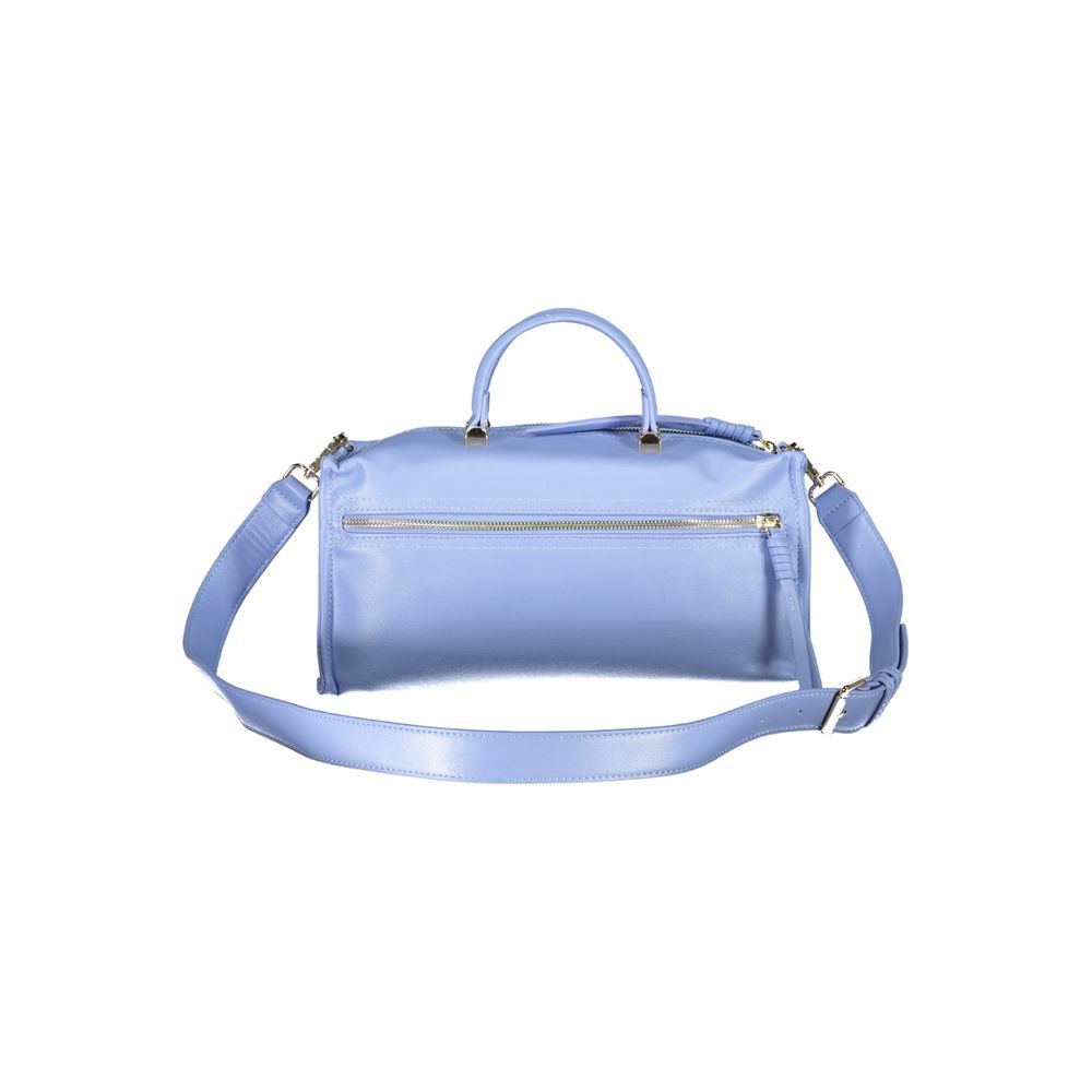 Mario Valentino Light Blue Polyethylene Women Handbag with adjustable strap and dual handles, showcasing luxury and functionality.
