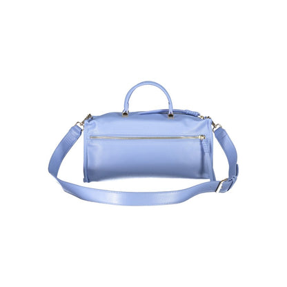 Mario Valentino Light Blue Polyethylene Women Handbag with adjustable strap and dual handles, showcasing luxury and functionality.