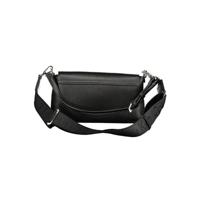Calvin Klein Black Polyethylene Women Handbag with adjustable strap and single shoulder handle, perfect for versatile styling.