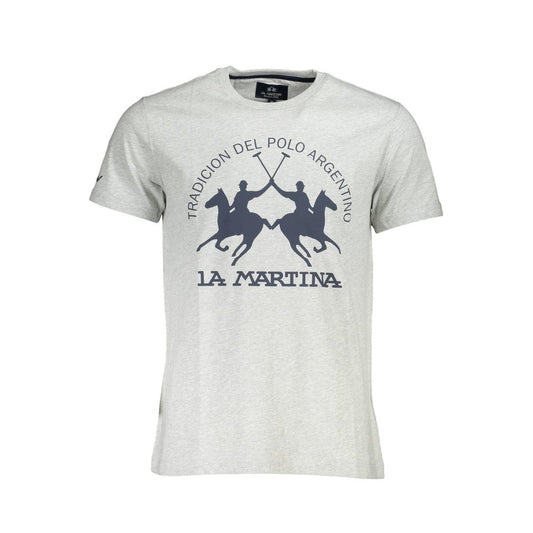 La Martina Brown Cotton Men T-Shirt with iconic logo on front, classic design, pure cotton, crew neck, and regular fit for casual elegance.