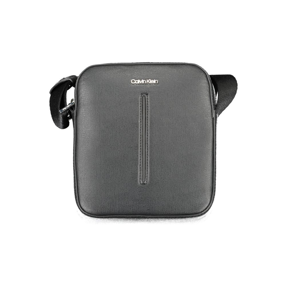 Calvin Klein Black Polyester Men Shoulder Bag with adjustable strap and secure zip closure for modern stylish convenience.