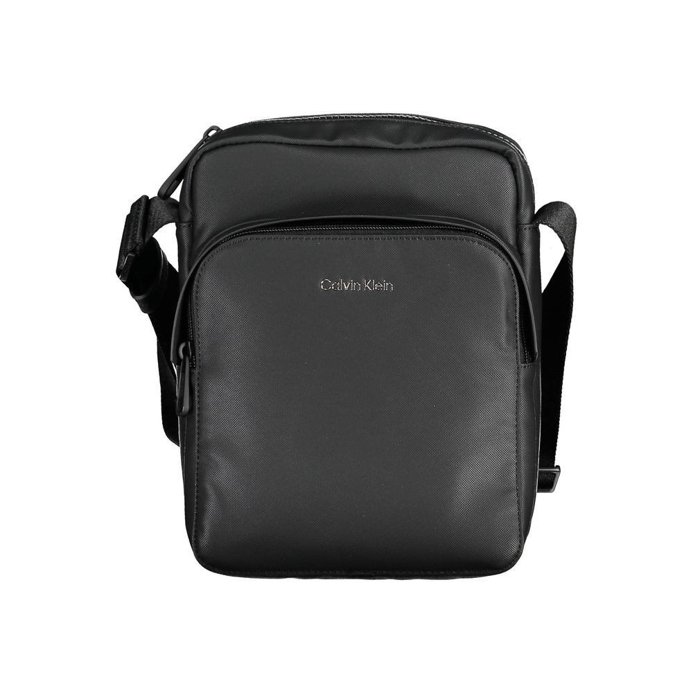 Calvin Klein Black Polyester Men Shoulder Bag with adjustable strap and secure pockets, eco-conscious design.