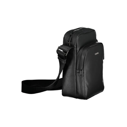 Calvin Klein Black Polyester Men Shoulder Bag with adjustable strap and multiple pockets, designed for modern style and functionality.