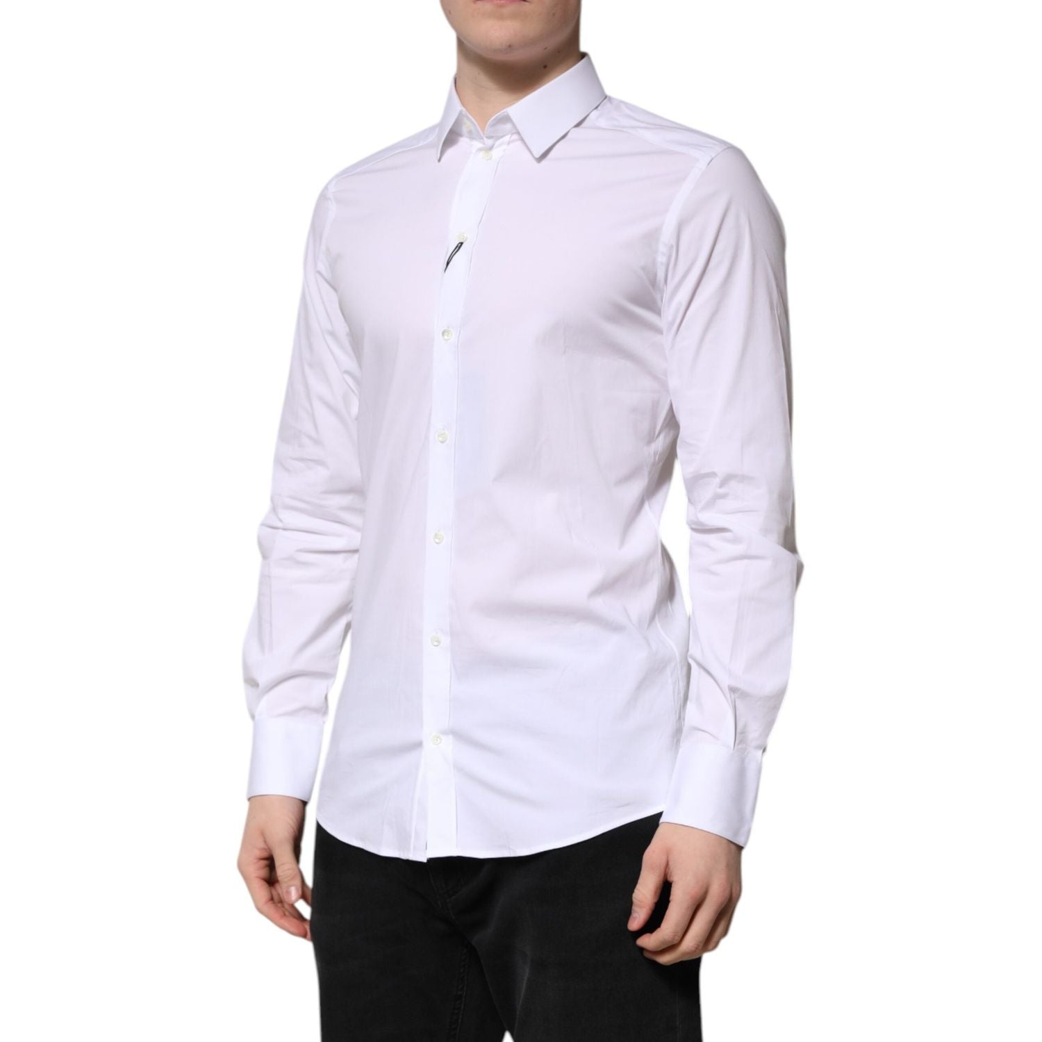 Dolce & Gabbana White Cotton GOLD Long Sleeves Formal Shirt