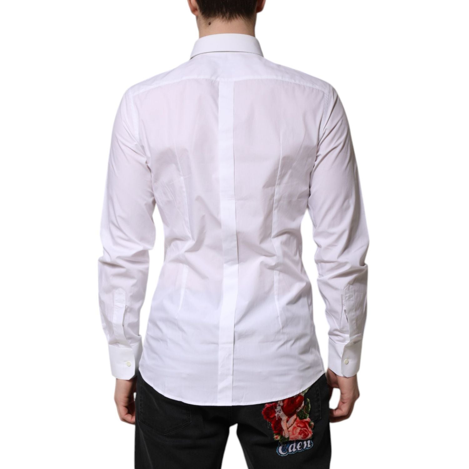 Dolce & Gabbana White Cotton GOLD Long Sleeves Formal Shirt