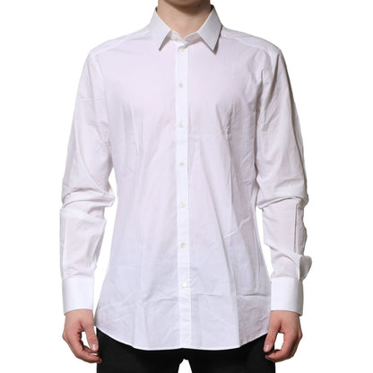 Dolce & Gabbana White Cotton GOLD Long Sleeves Formal Shirt