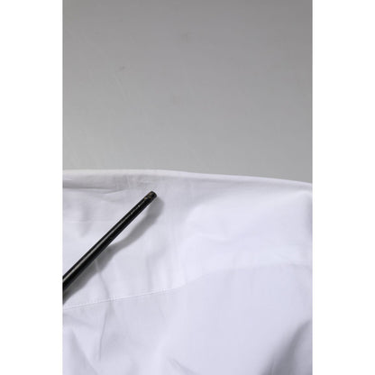 Dolce & Gabbana White Cotton GOLD Long Sleeves Formal Shirt