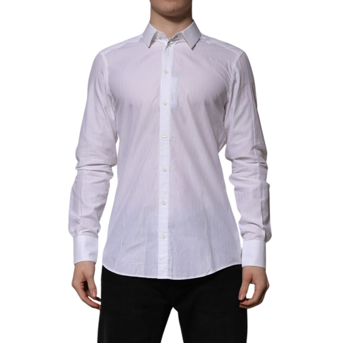 Dolce & Gabbana White Cotton MARTINI Long Sleeve Formal Shirt