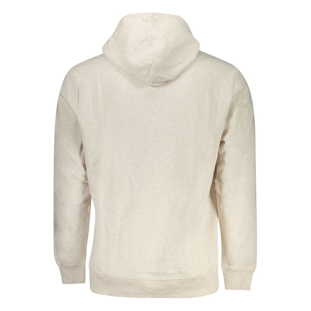Tommy Hilfiger Beige Cotton Men Sweater with hooded back view, stylish and eco-friendly design.