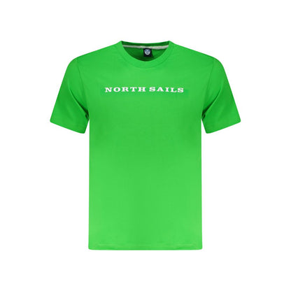 North Sails Green Cotton Men T-Shirt with logo and crew neck design.