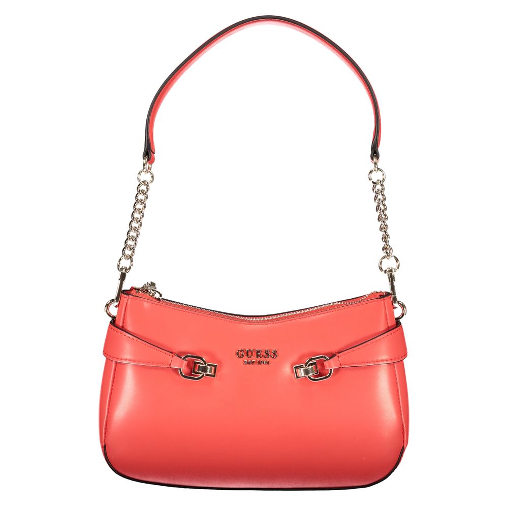 Guess Jeans Red Polyethylene Women Handbag with removable shoulder strap and external pocket.
