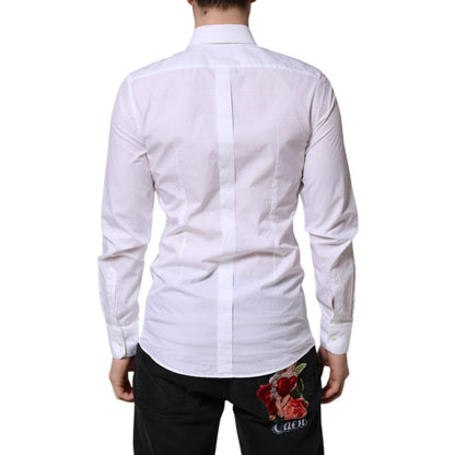 Dolce & Gabbana White GOLD Long Sleeve Dress Men Formal Shirt
